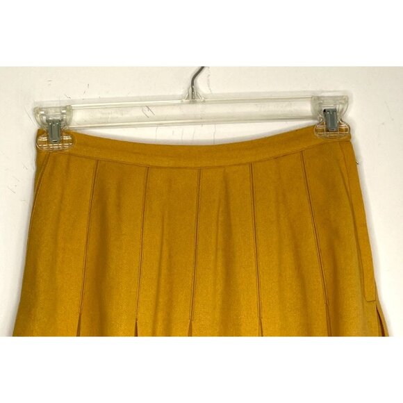 Vintage 50s Douglas Marc Wool Skirt Gold Pleated Skirt Size S - Picture 2 of 6